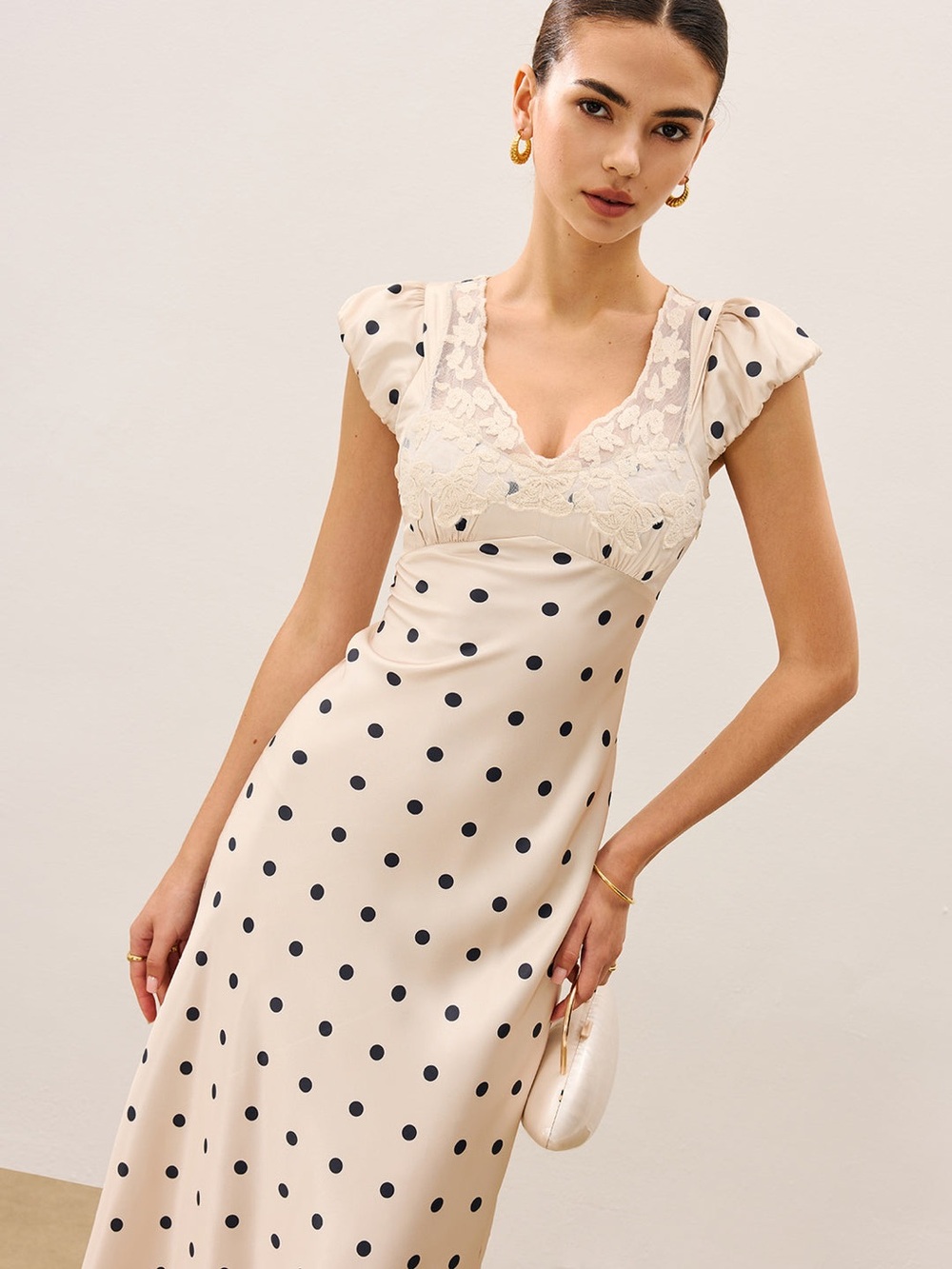 Commense Lace Trim Polka Dot Dress - Size XS - Picture 7 of 14